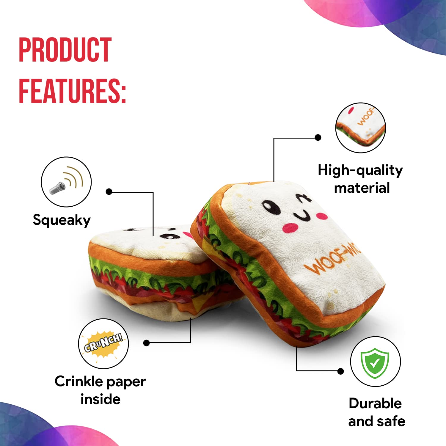 Sandwich Plush Dog Toy